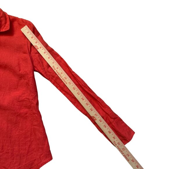 J.Crew X Baird McNutt Perfect Shirt Irish Linen Womens Red Button-Up Size 0 - Picture 5 of 7